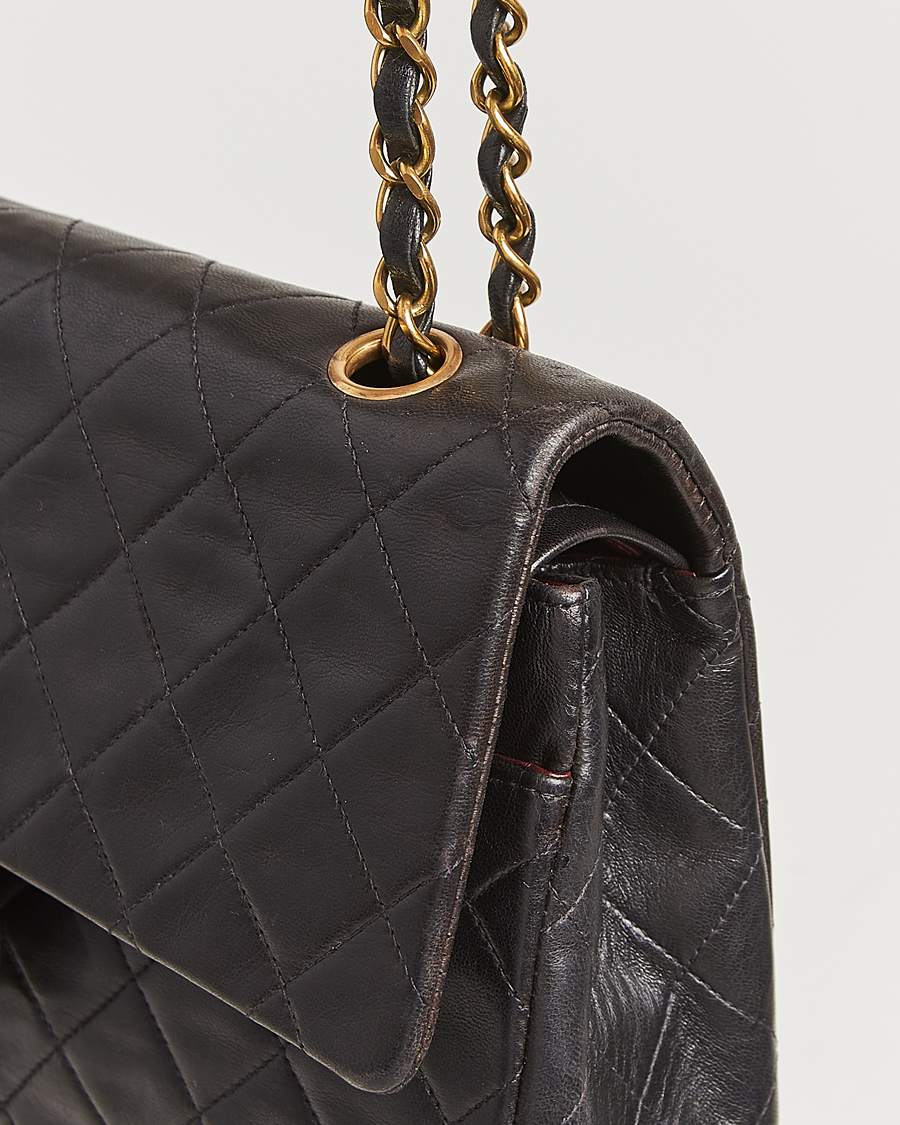 Uomini | Chanel Pre-Owned Classic Double Flap Medium Lambskin Black | Chanel Pre-Owned | Classic Double Flap Medium Lambskin Black