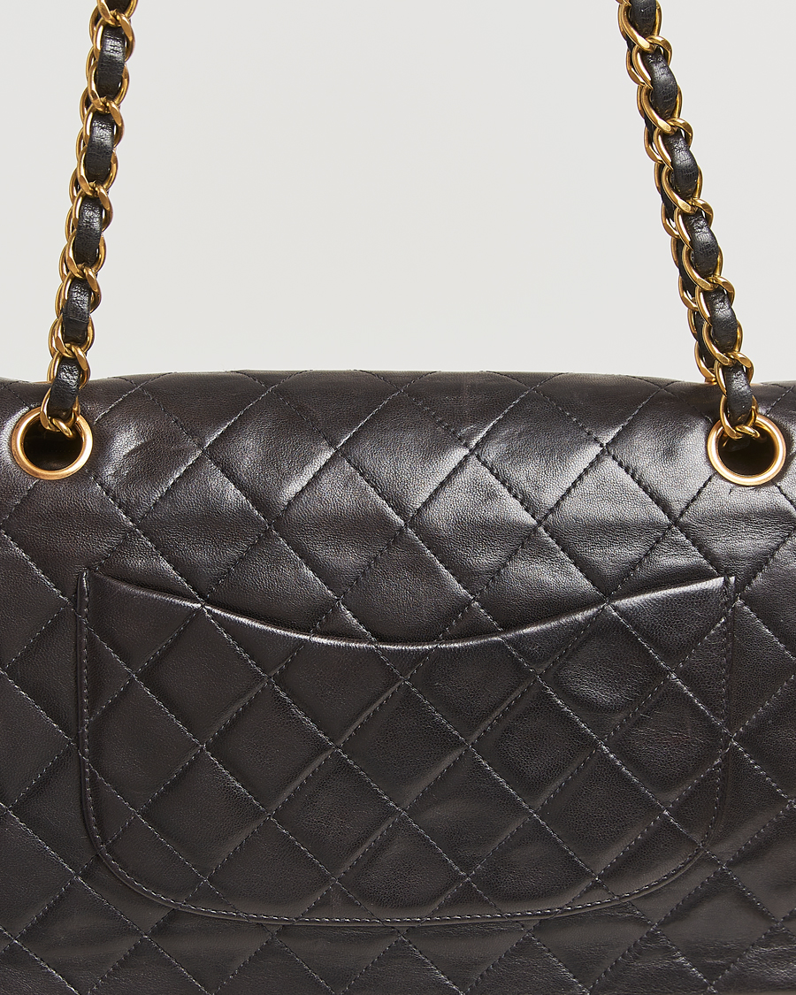 Uomini | Chanel Pre-Owned Classic Double Flap Medium Lambskin Black | Chanel Pre-Owned | Classic Double Flap Medium Lambskin Black