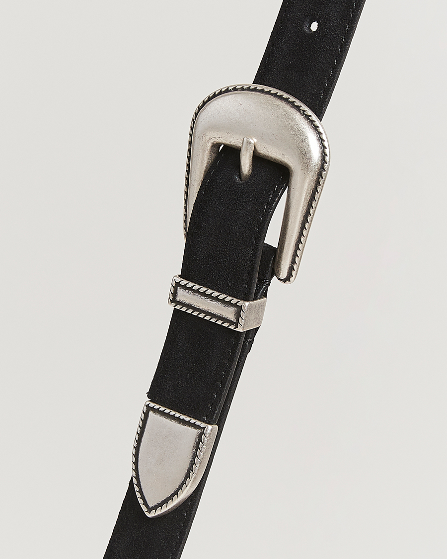 Uomini | Cinture | Anderson's | Western Suede Belt 2,5 cm Black