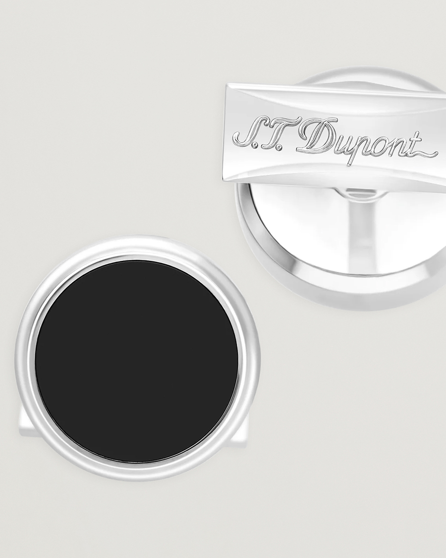 Uomini | Gemelli | S.T. Dupont | Cufflink Round Black/Pall Silver