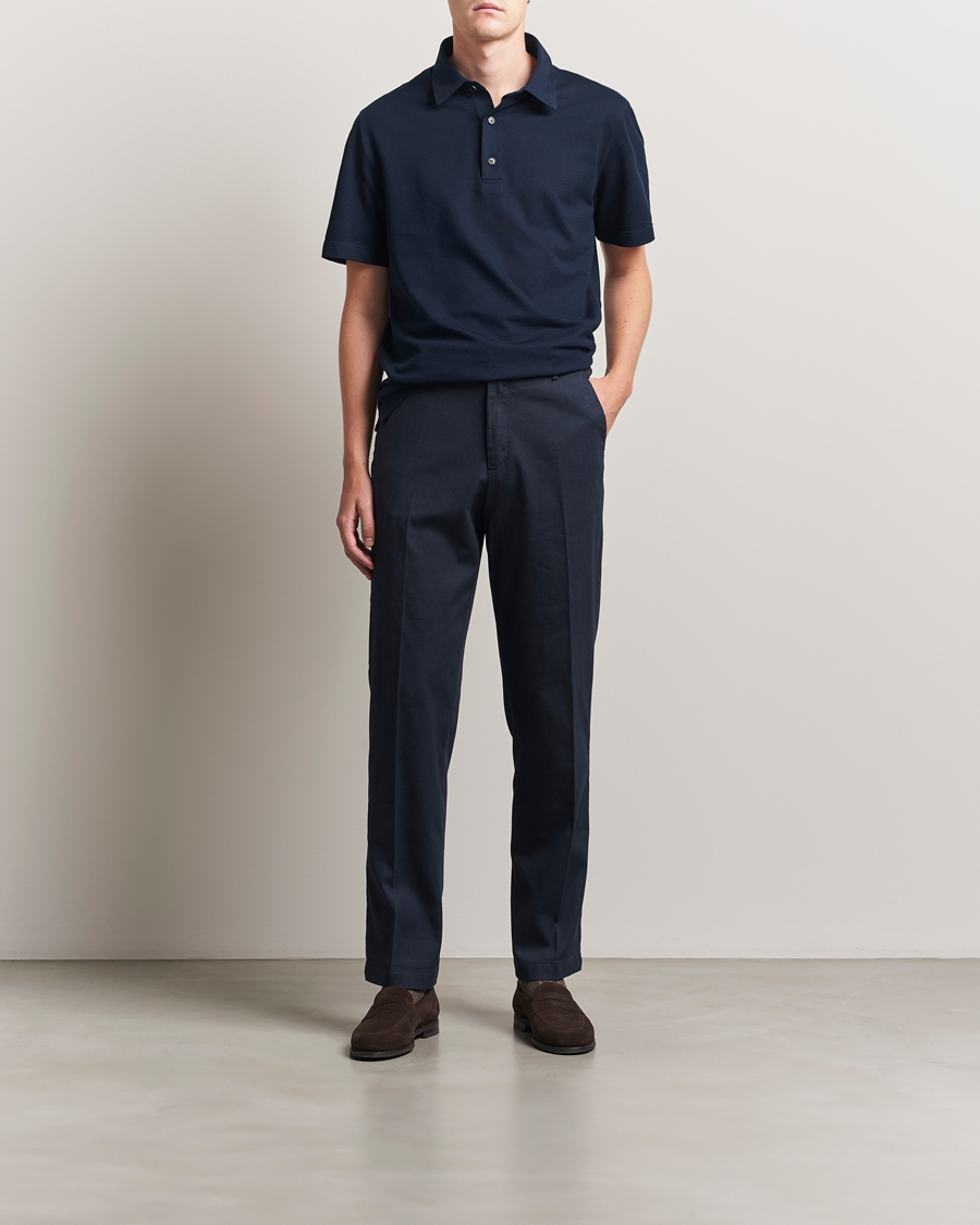 Uomini | Polo | Brioni | Short Sleeve Polo Piquet Navy