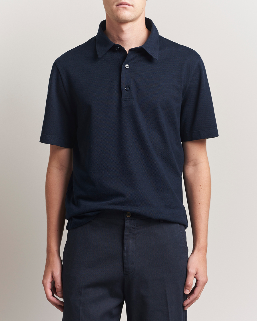 Uomini | Polo | Brioni | Short Sleeve Polo Piquet Navy