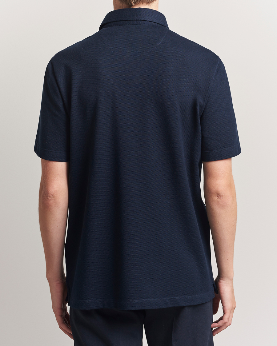 Uomini | Polo | Brioni | Short Sleeve Polo Piquet Navy