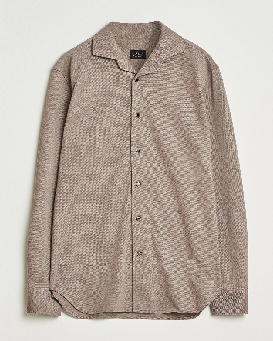 Uomini | Camicie | Brioni | Cotton Piquet Shirt Beige