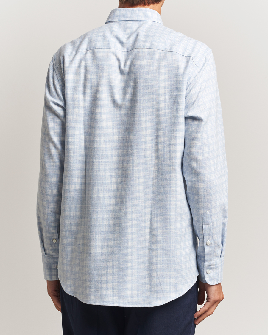Uomini | Camicie | Brioni | Check Flannel Shirt Light Blue
