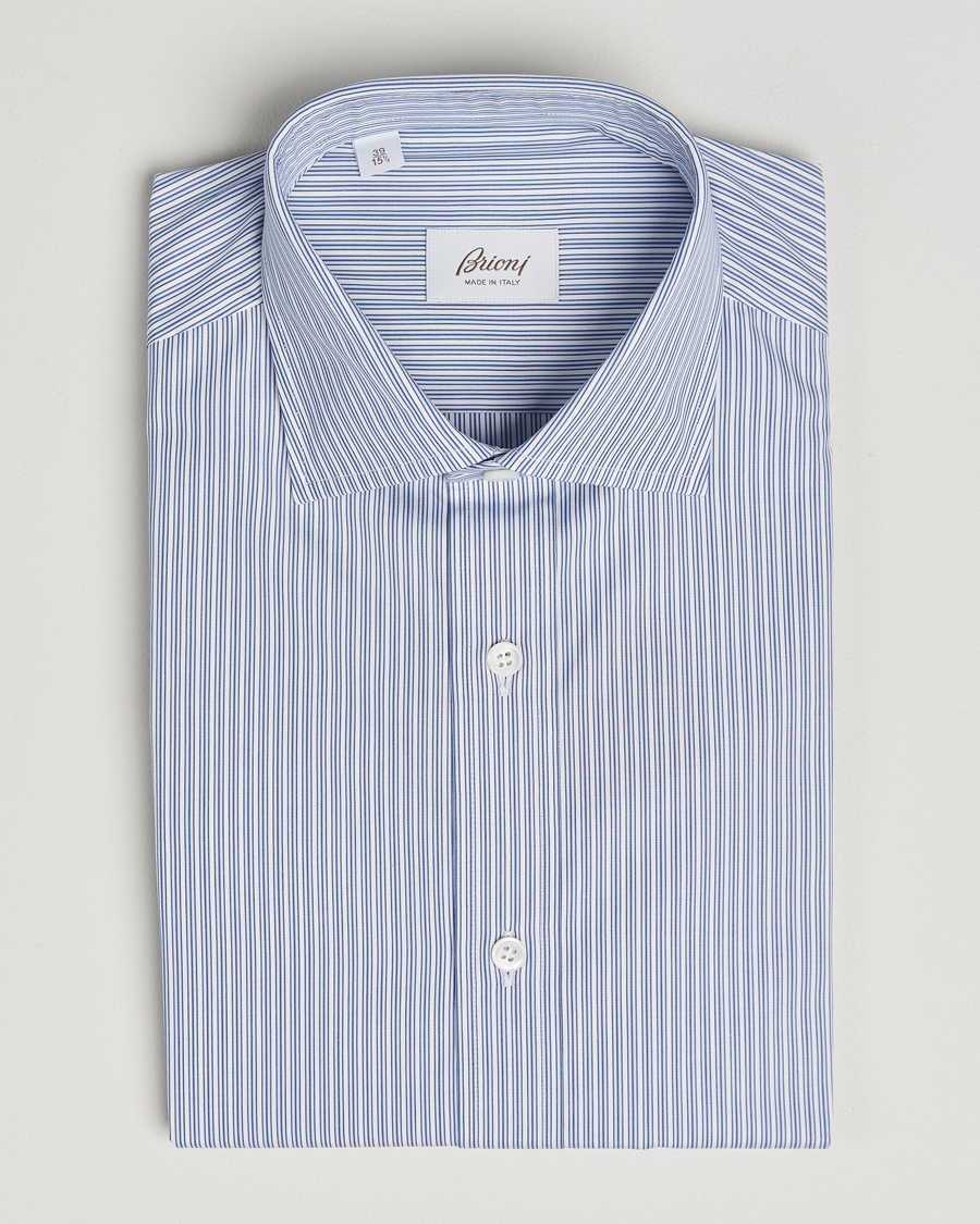 Uomini | Camicie | Brioni | Classic Dress Shirt Blue Stripe