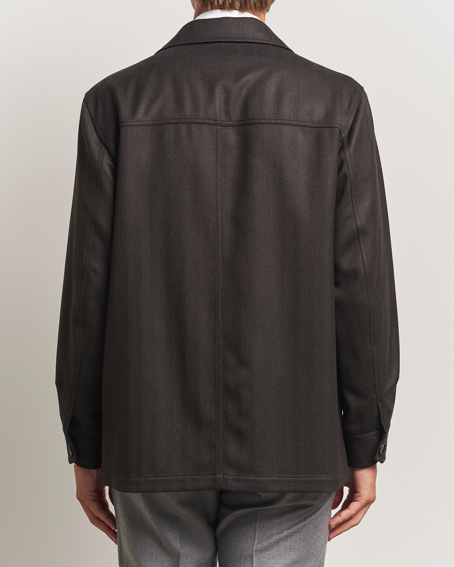 Uomini | Giacche | Brioni | Herringbone Hunting Jacket Dark Brown