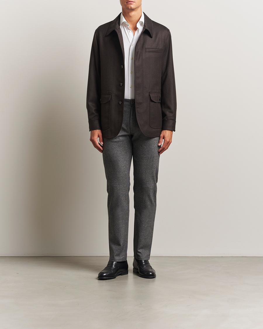 Uomini | Pantaloni | Brioni | 5-Pocket Flannel Pants Grey Melange