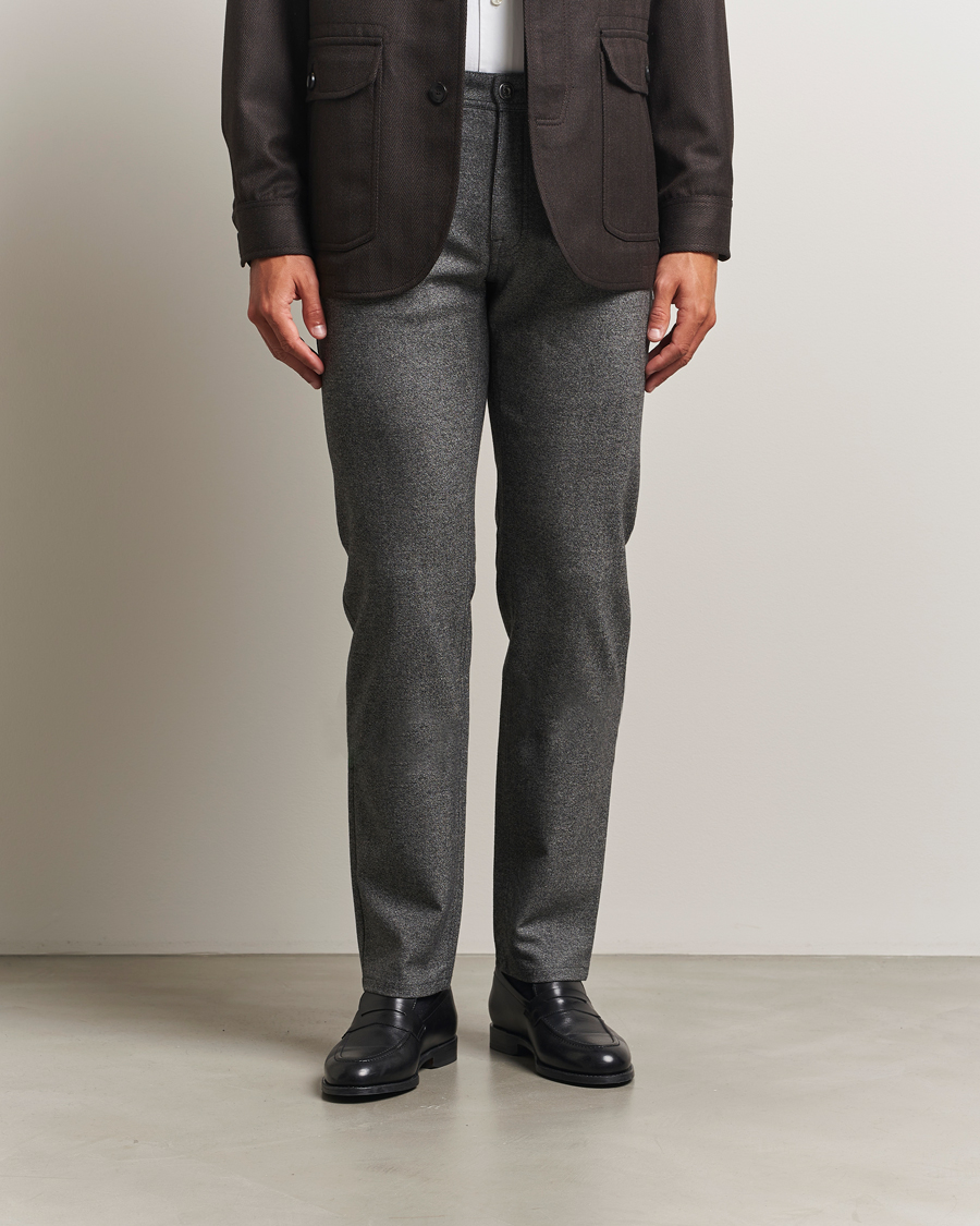 Uomini | Pantaloni | Brioni | 5-Pocket Flannel Pants Grey Melange