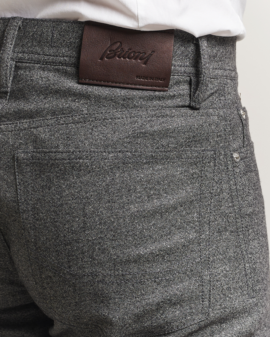 Uomini | Pantaloni | Brioni | 5-Pocket Flannel Pants Grey Melange