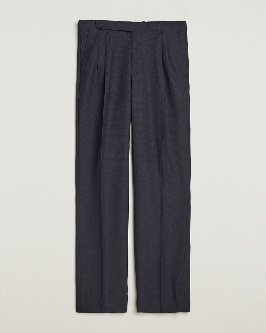 Uomini | Pantaloni | Brioni | Capri Wool Trousers Navy