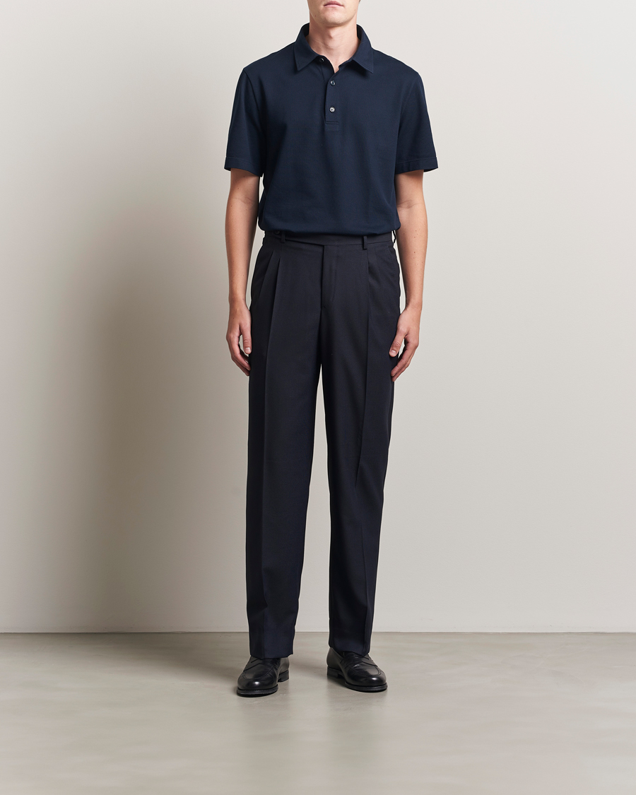 Uomini | Pantaloni | Brioni | Capri Wool Trousers Navy