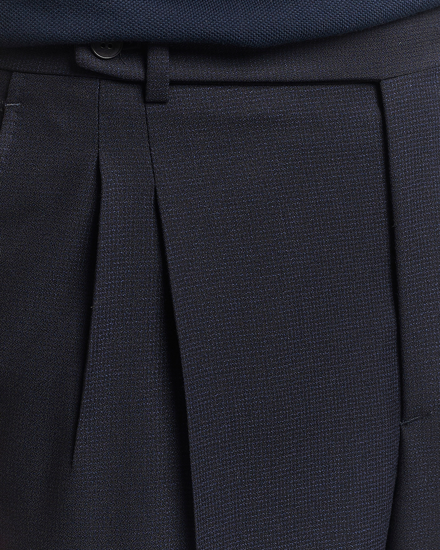 Uomini | Pantaloni | Brioni | Capri Wool Trousers Navy