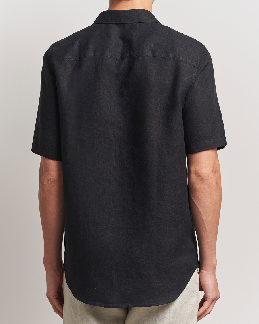 Uomini | Camicie | NN07 | Enzo Linen Short Sleeve Shirt Black