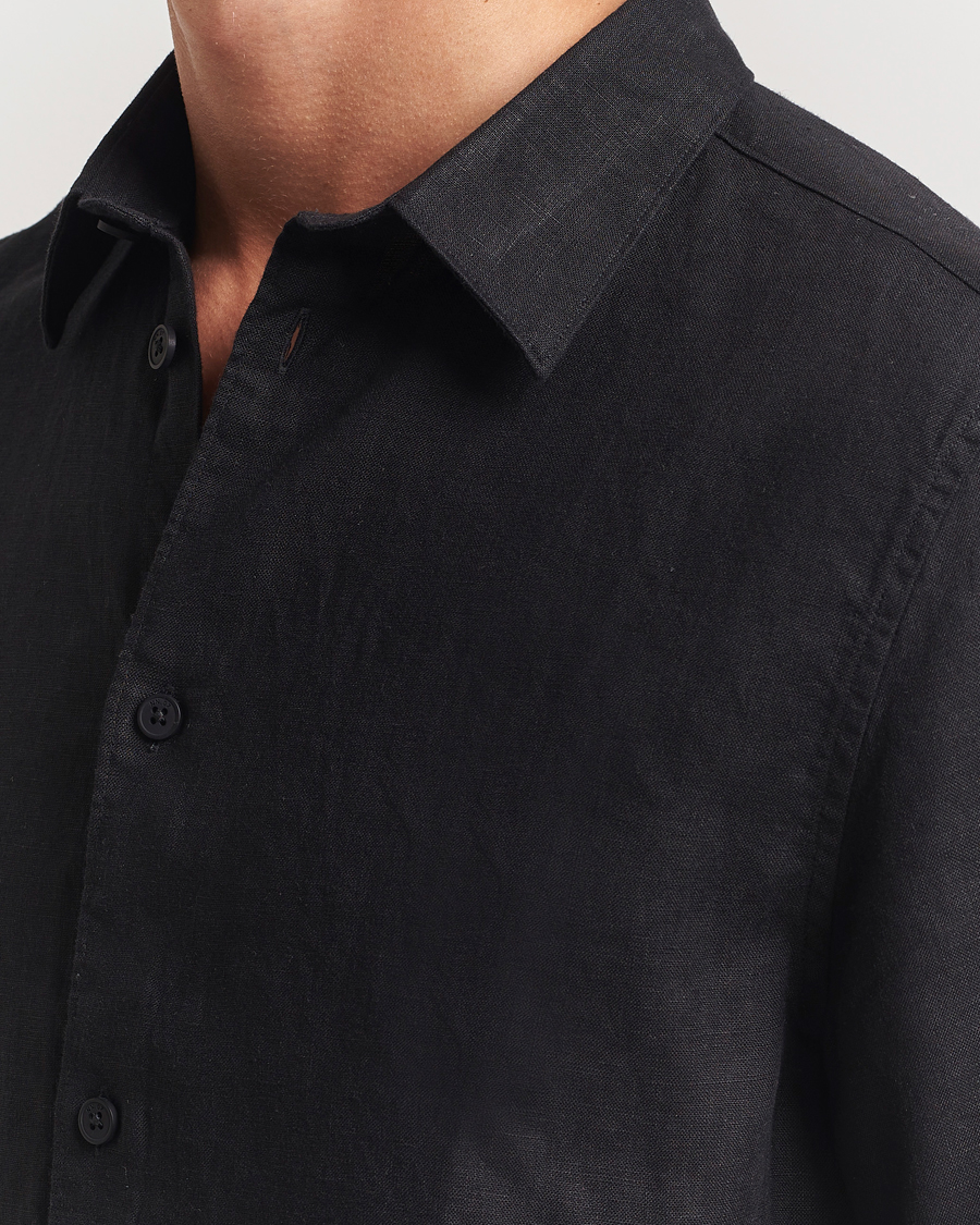Uomini | Camicie | NN07 | Enzo Linen Short Sleeve Shirt Black