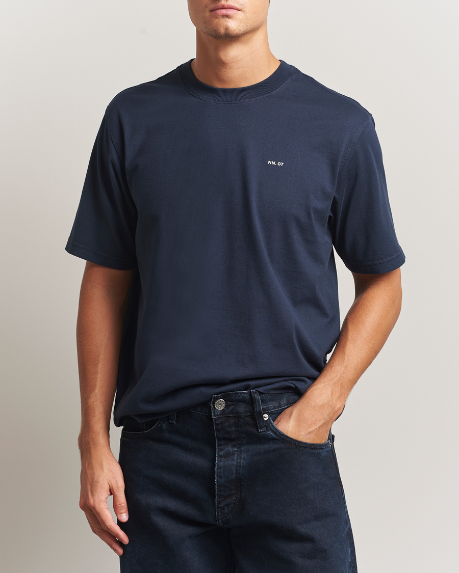 Uomini | T-shirt | NN07 | Abel Logo Crew Neck T-Shirt Navy