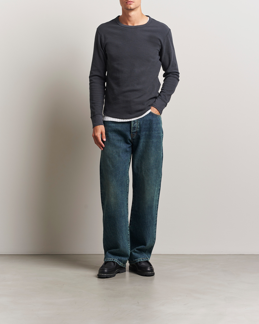 Uomini | T-shirt | Sunflower | Long Sleeve Waffle T-Shirt Washed Black