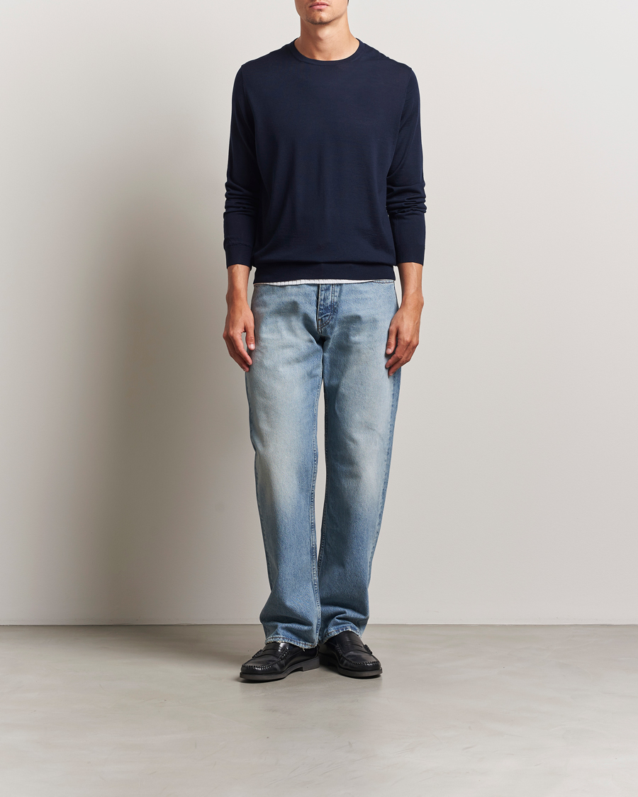 Uomini | Maglieria | Sunflower | Merino Crew Neck Navy