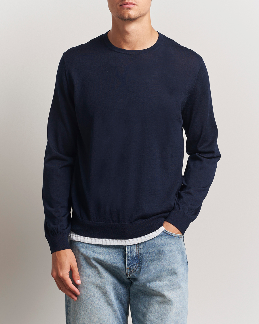 Uomini | Maglieria | Sunflower | Merino Crew Neck Navy