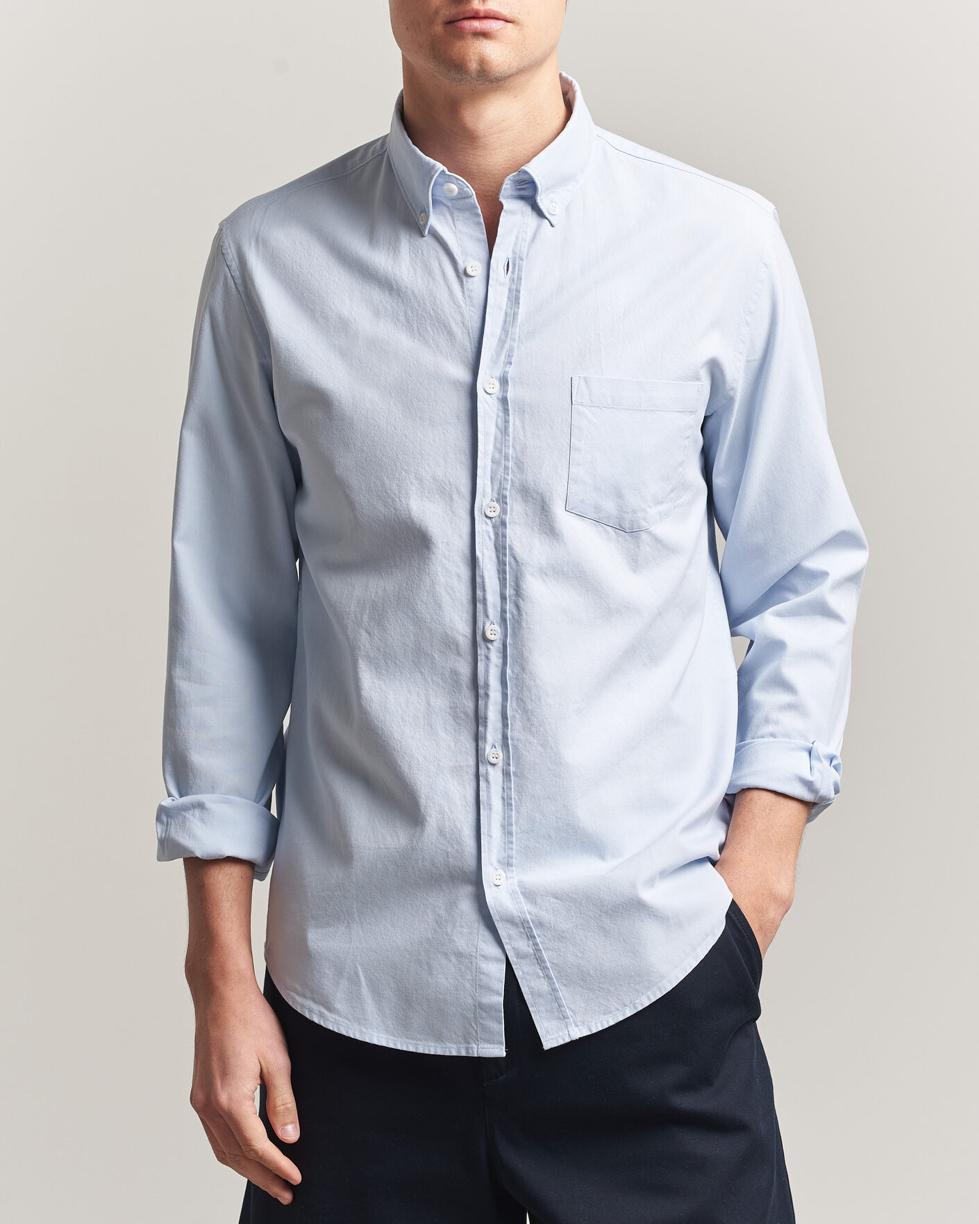 Uomini | Camicie | Sunspel | Oxford Button Down Shirt Light Blue