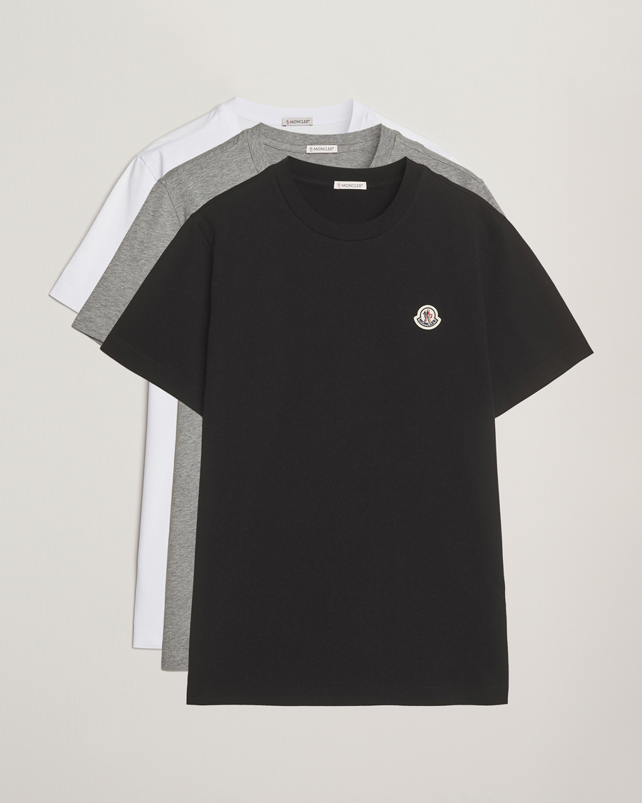 Uomini | T-shirt | Moncler | 3-Pack Logo T-Shirt Grey/White/Black