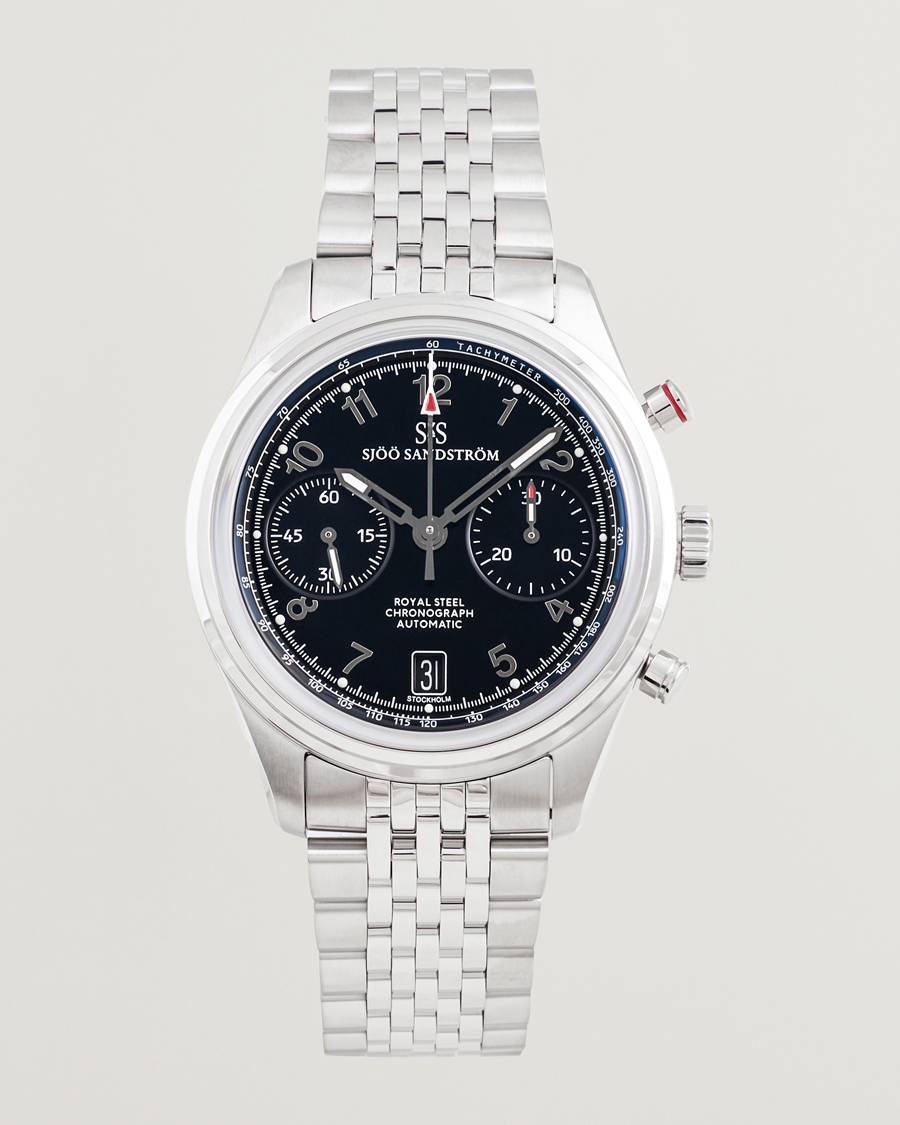 Uomini | Sjöö Sandström Royal Steel Chronograph 40mm Black Dial | Sjöö Sandström | Royal Steel Chronograph 40mm Black Dial