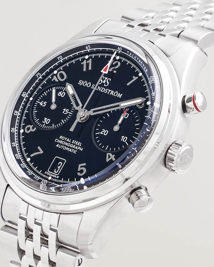 Uomini | Sjöö Sandström Royal Steel Chronograph 40mm Black Dial | Sjöö Sandström | Royal Steel Chronograph 40mm Black Dial