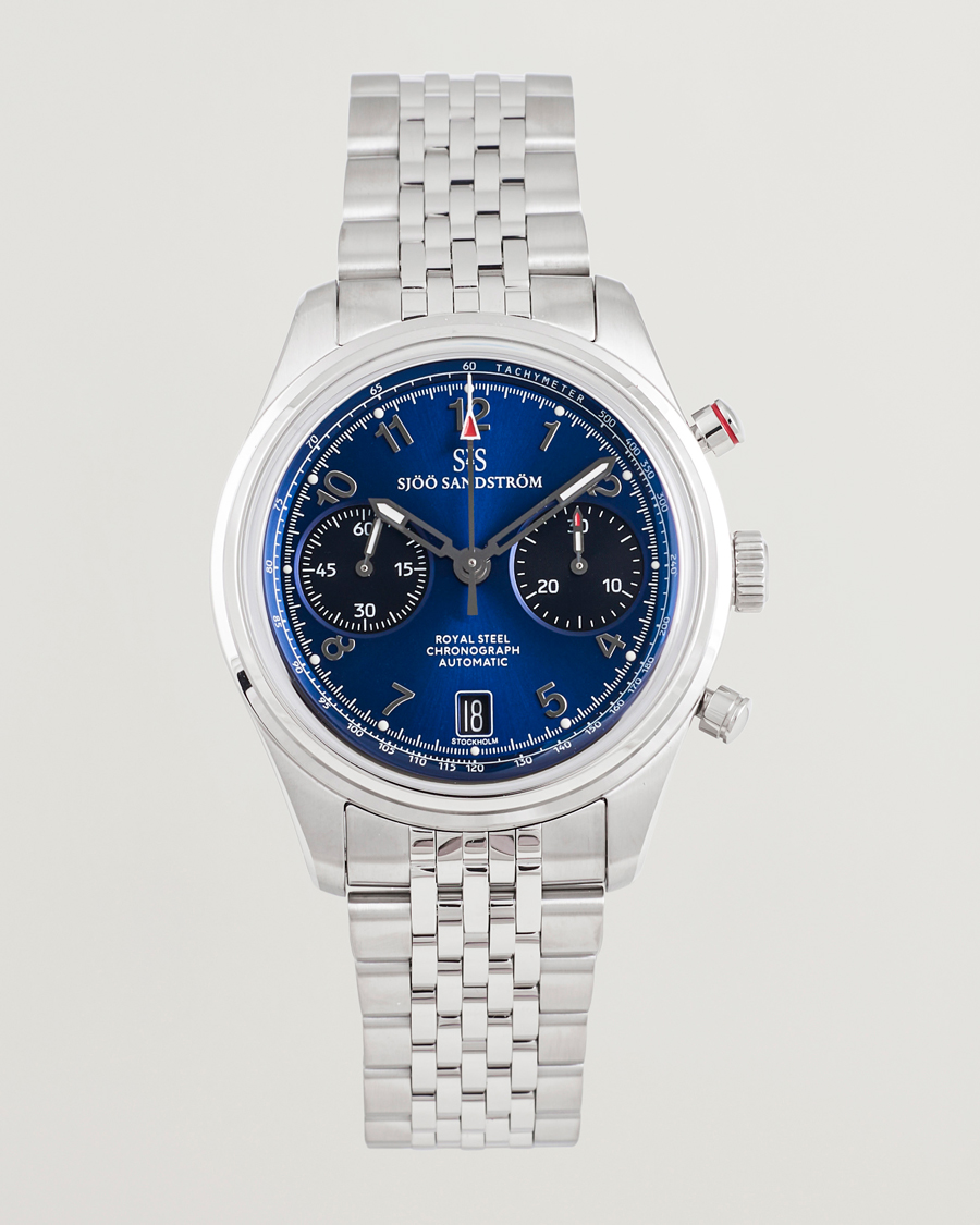 Uomini | Sjöö Sandström Royal Steel Chronograph 40mm Blue Dial | Sjöö Sandström | Royal Steel Chronograph 40mm Blue Dial