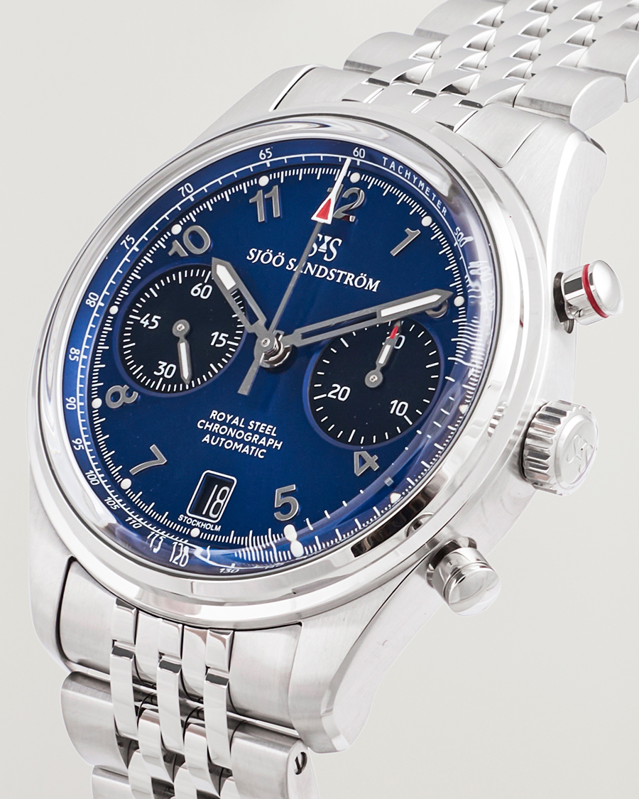 Uomini | Sjöö Sandström Royal Steel Chronograph 40mm Blue Dial | Sjöö Sandström | Royal Steel Chronograph 40mm Blue Dial