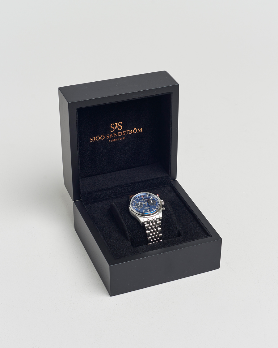 Uomini | Sjöö Sandström Royal Steel Chronograph 40mm Blue Dial | Sjöö Sandström | Royal Steel Chronograph 40mm Blue Dial