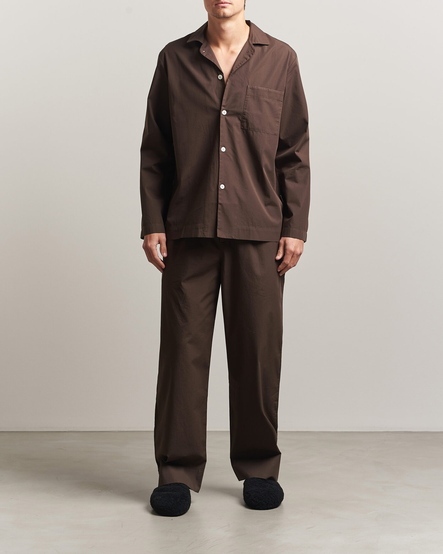 Uomini | Accappatoi & Pigiami | Tekla | Poplin Pyjama Shirt Coffee