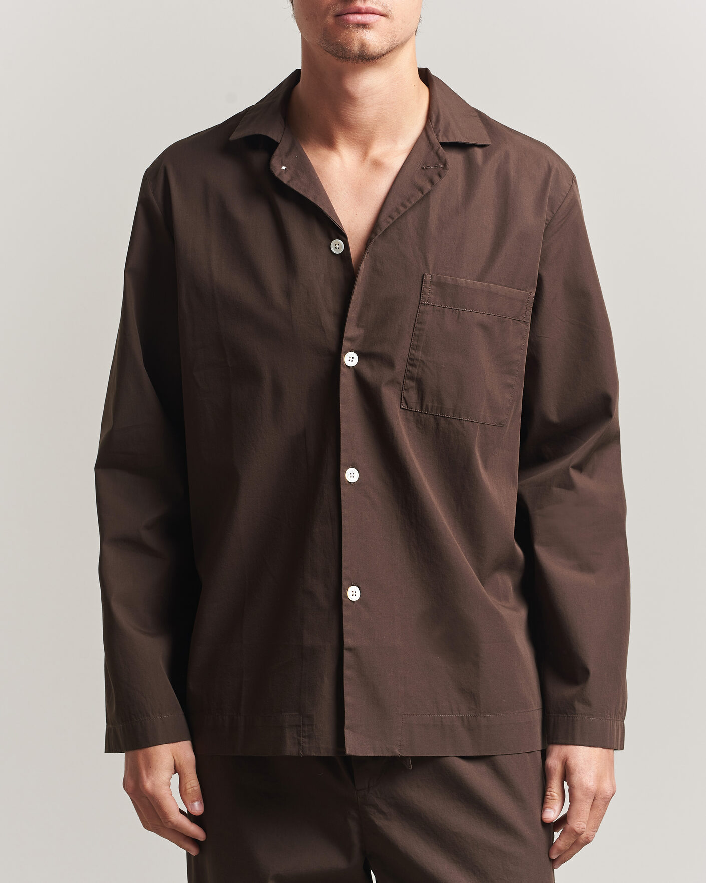 Uomini | Accappatoi & Pigiami | Tekla | Poplin Pyjama Shirt Coffee