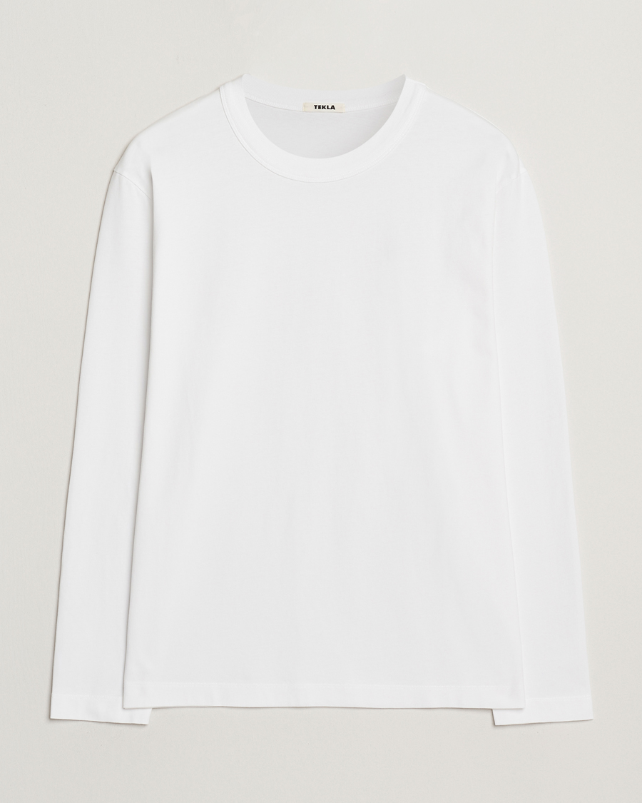 Uomini | T-shirt | Tekla | Organic Cotton Long Sleeve T-Shirt White