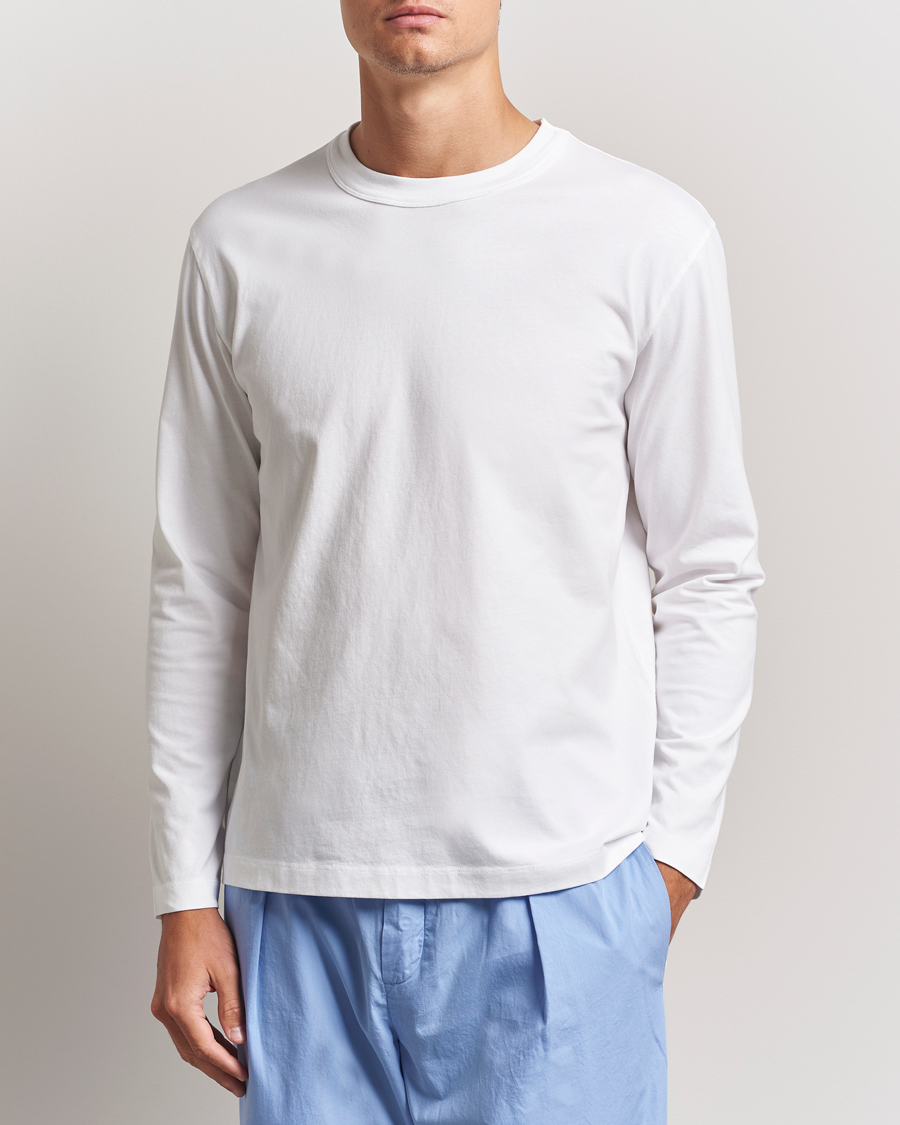 Uomini | T-shirt | Tekla | Organic Cotton Long Sleeve T-Shirt White