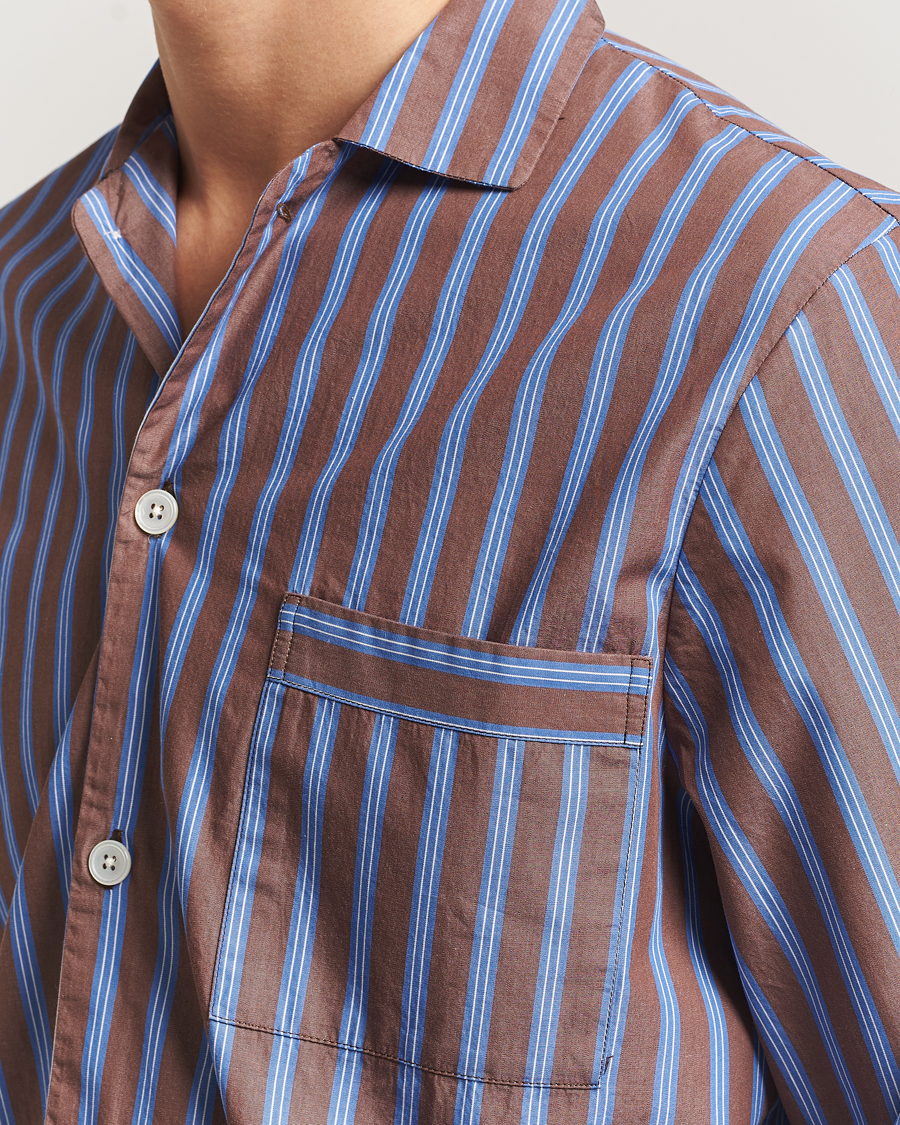 Uomini | Accappatoi & Pigiami | Tekla | Poplin Pyjama Shirt Chestnut Stripes