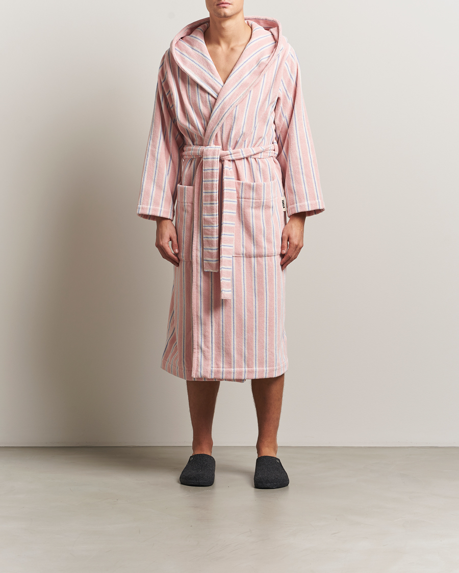 Uomini | Accappatoi & Pigiami | Tekla | Organic Terry Hooded Bathrobe Candy Stripes