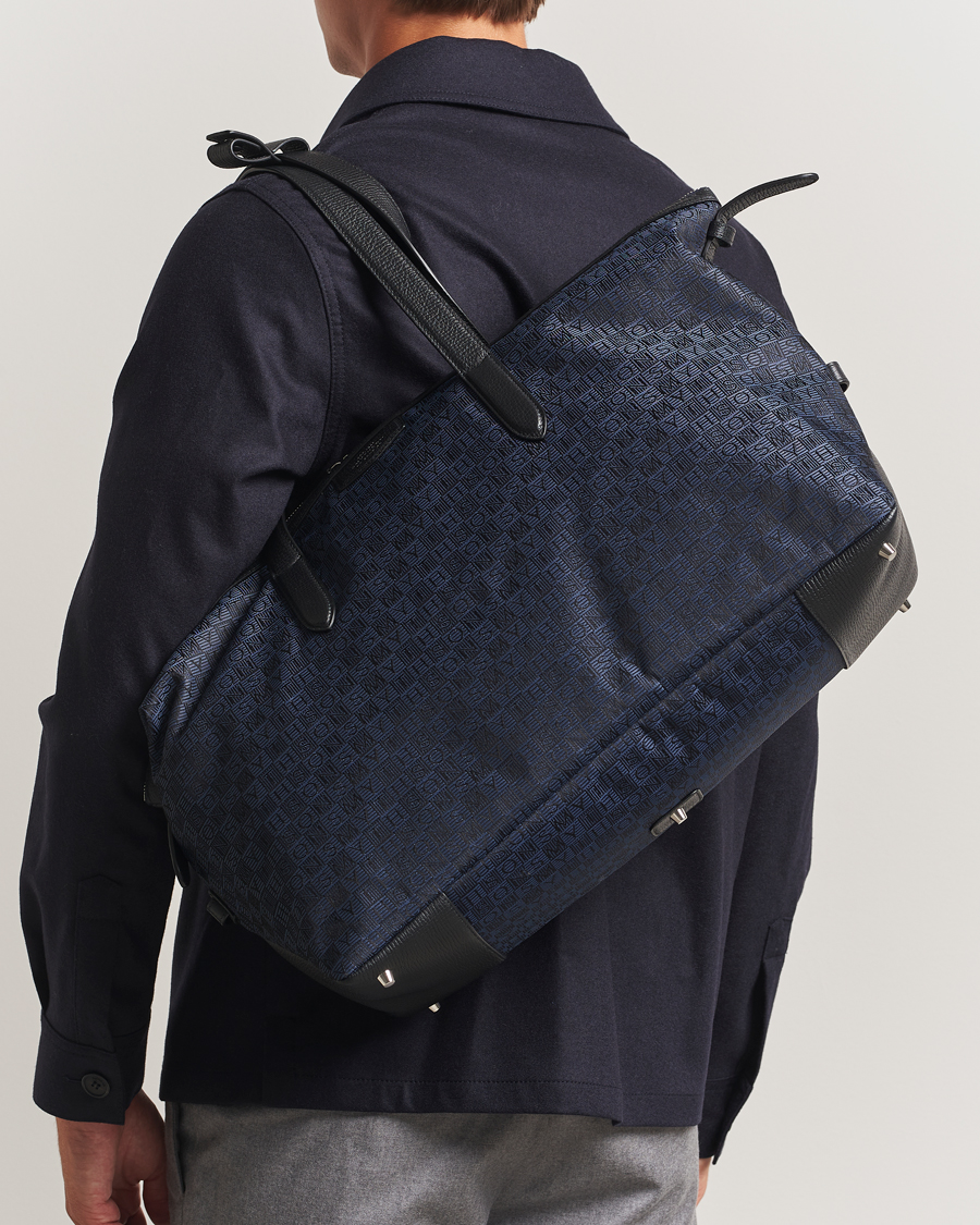 Uomini | Borse | Smythson | Canvas Stamp Small Travel Bag Navy
