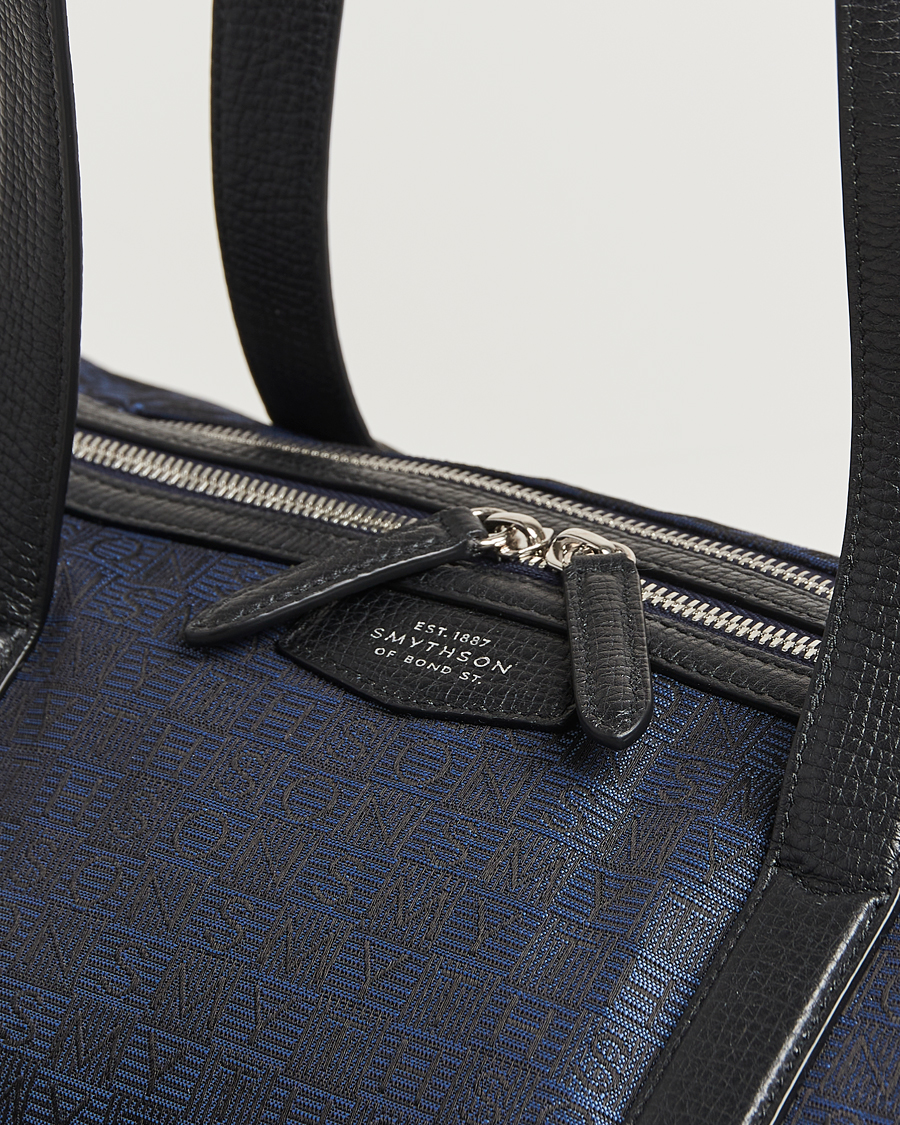 Uomini | Borse | Smythson | Canvas Stamp Small Travel Bag Navy