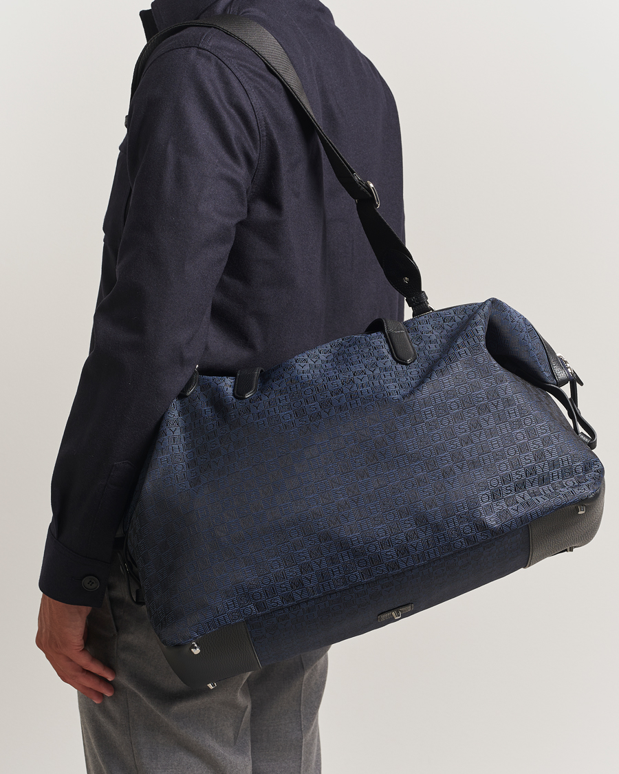 Uomini | Borse | Smythson | Canvas Stamp Travel Bag Navy
