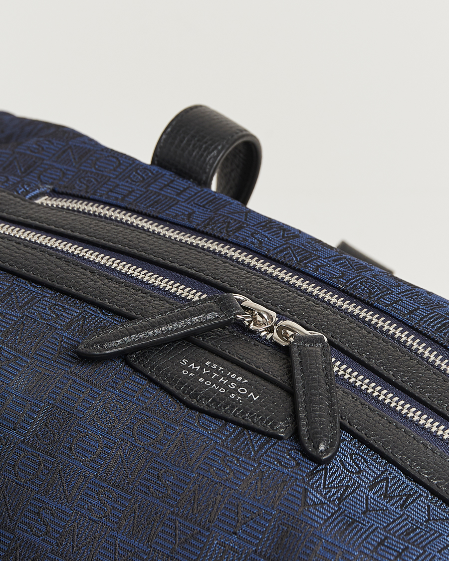 Uomini | Borse | Smythson | Canvas Stamp Travel Bag Navy