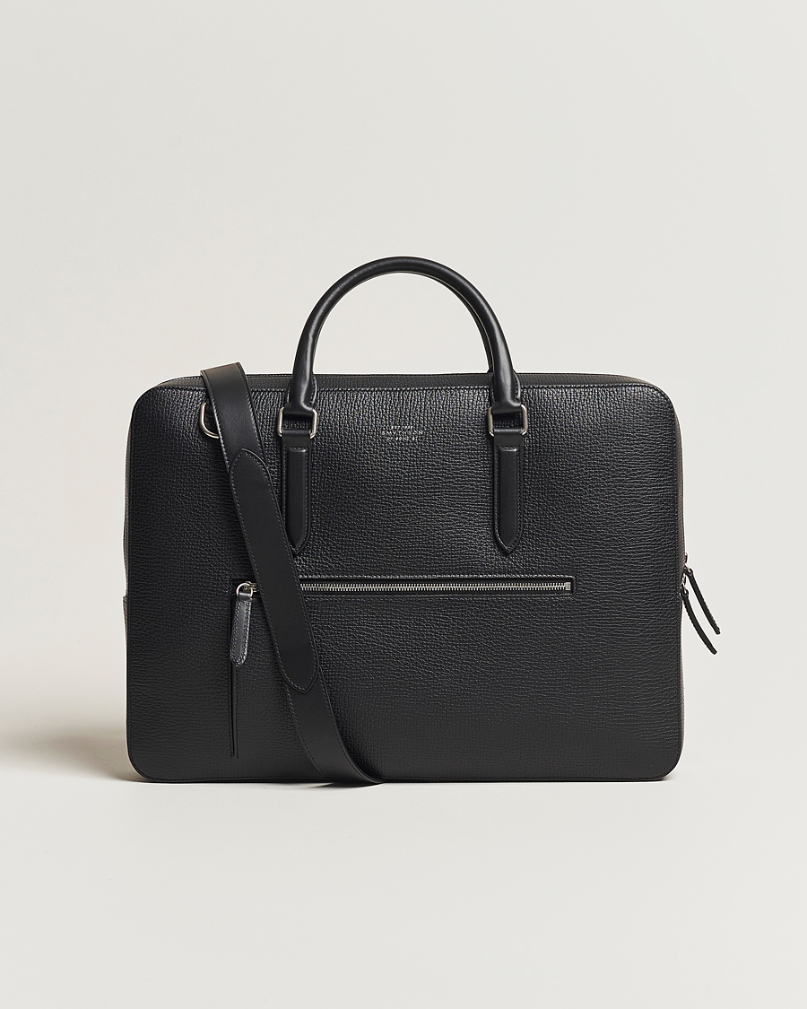 Uomini | Borse | Smythson | Ludlow Slim Briefcase With Zip Front Black