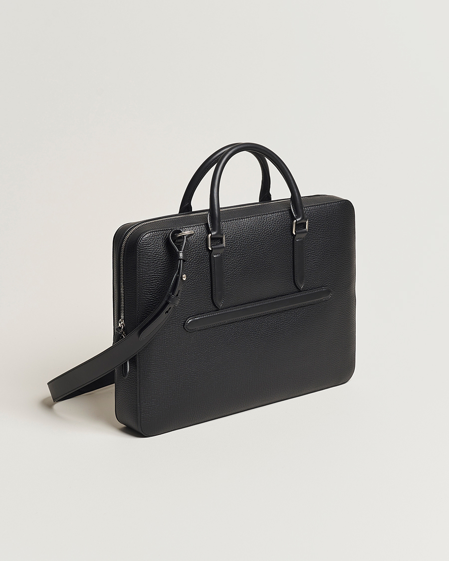 Uomini | Borse | Smythson | Ludlow Slim Briefcase With Zip Front Black