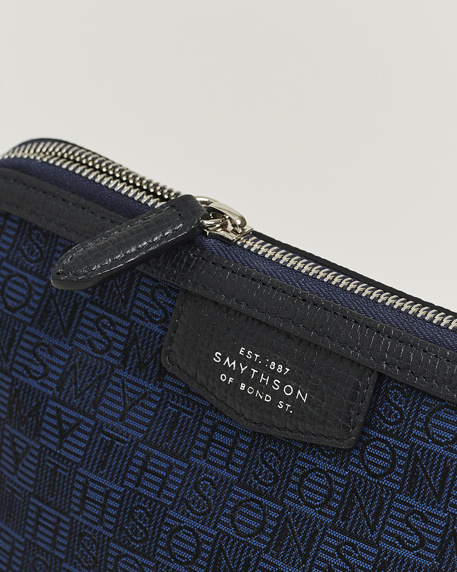 Uomini | Borse | Smythson | Canvas Stamp Travel Pouch Navy