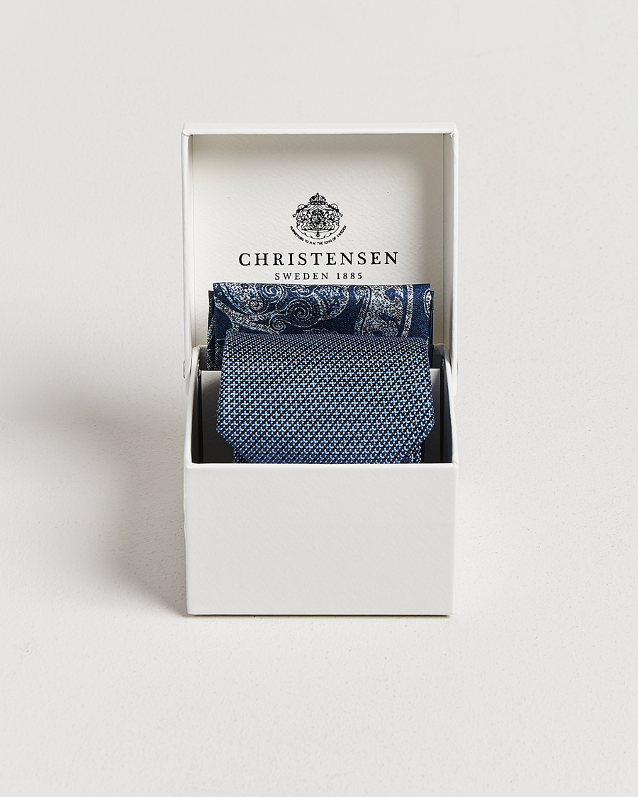 Uomini | Amanda Christensen Box Set Silk 8 cm Tie And Pocket Square Sky Blue | Amanda Christensen | Box Set Silk 8 cm Tie And Pocket Square Sky Blue