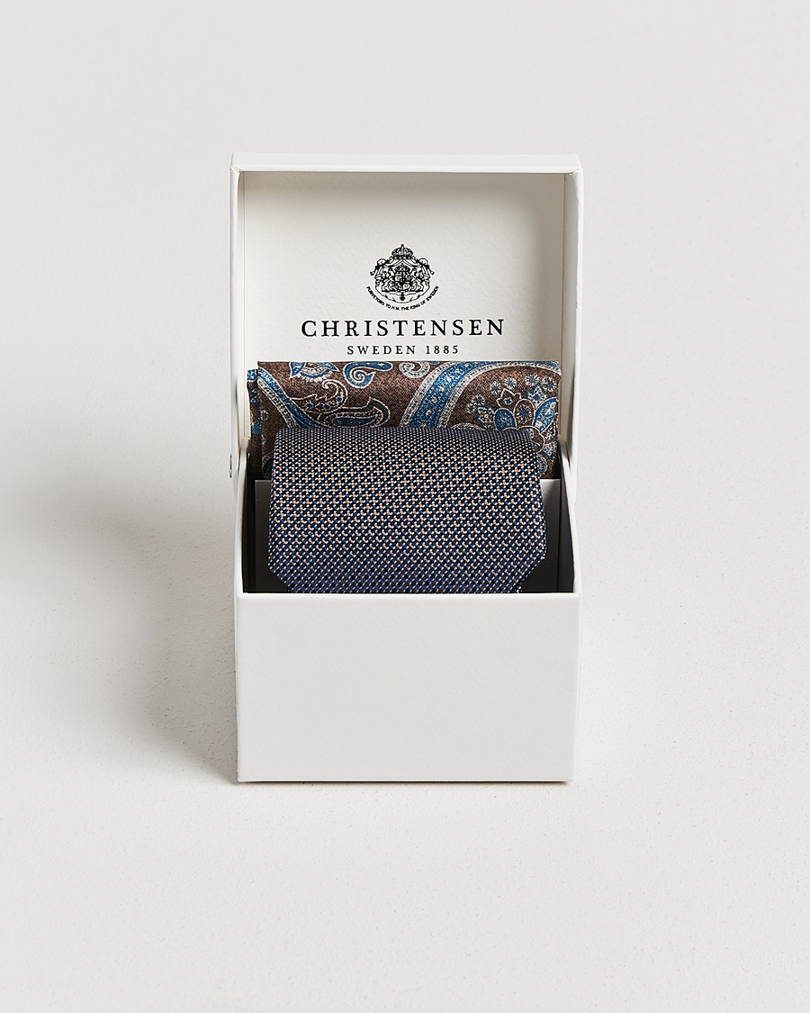 Uomini | Cravatte | Amanda Christensen | Box Set Silk 8 cm Tie And Pocket Square Brown