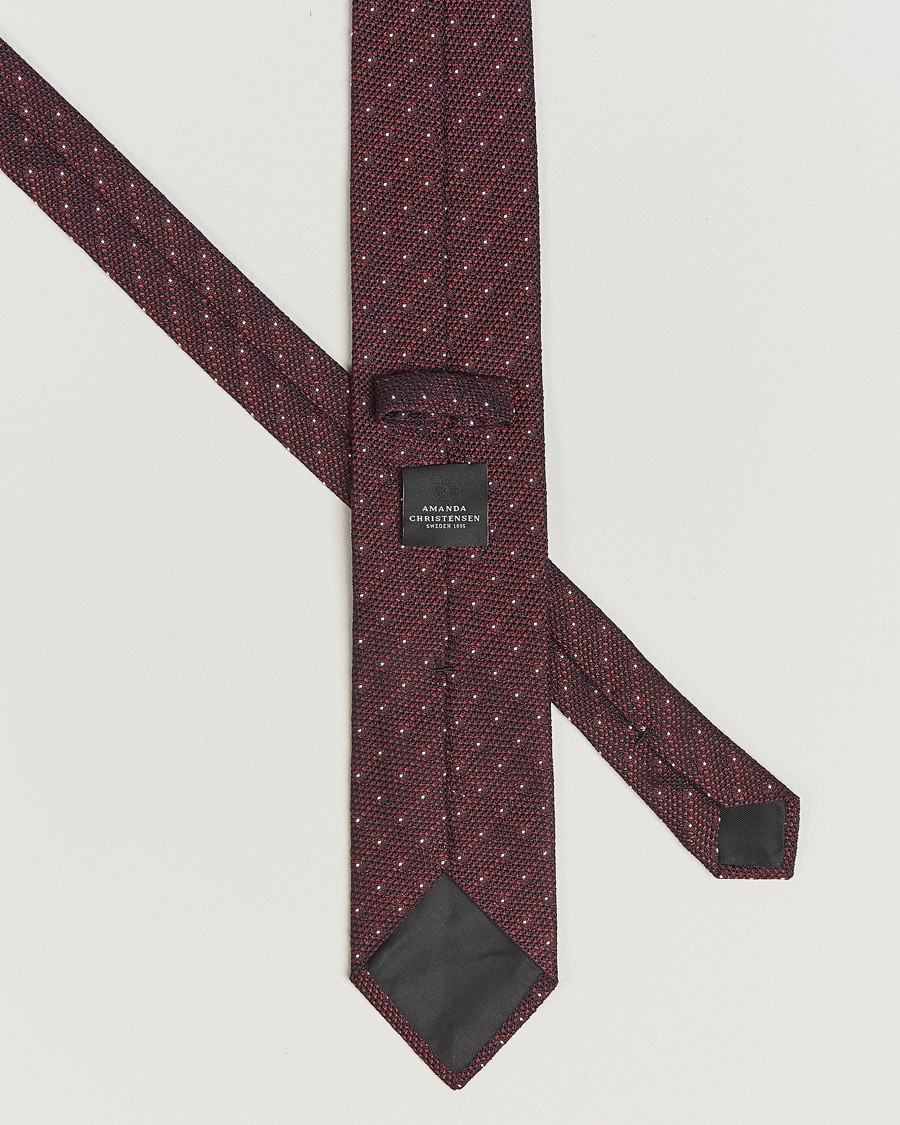 Uomini | Amanda Christensen Silk Grenadine Dot 8cm Tie Wine | Amanda Christensen | Silk Grenadine Dot 8cm Tie Wine