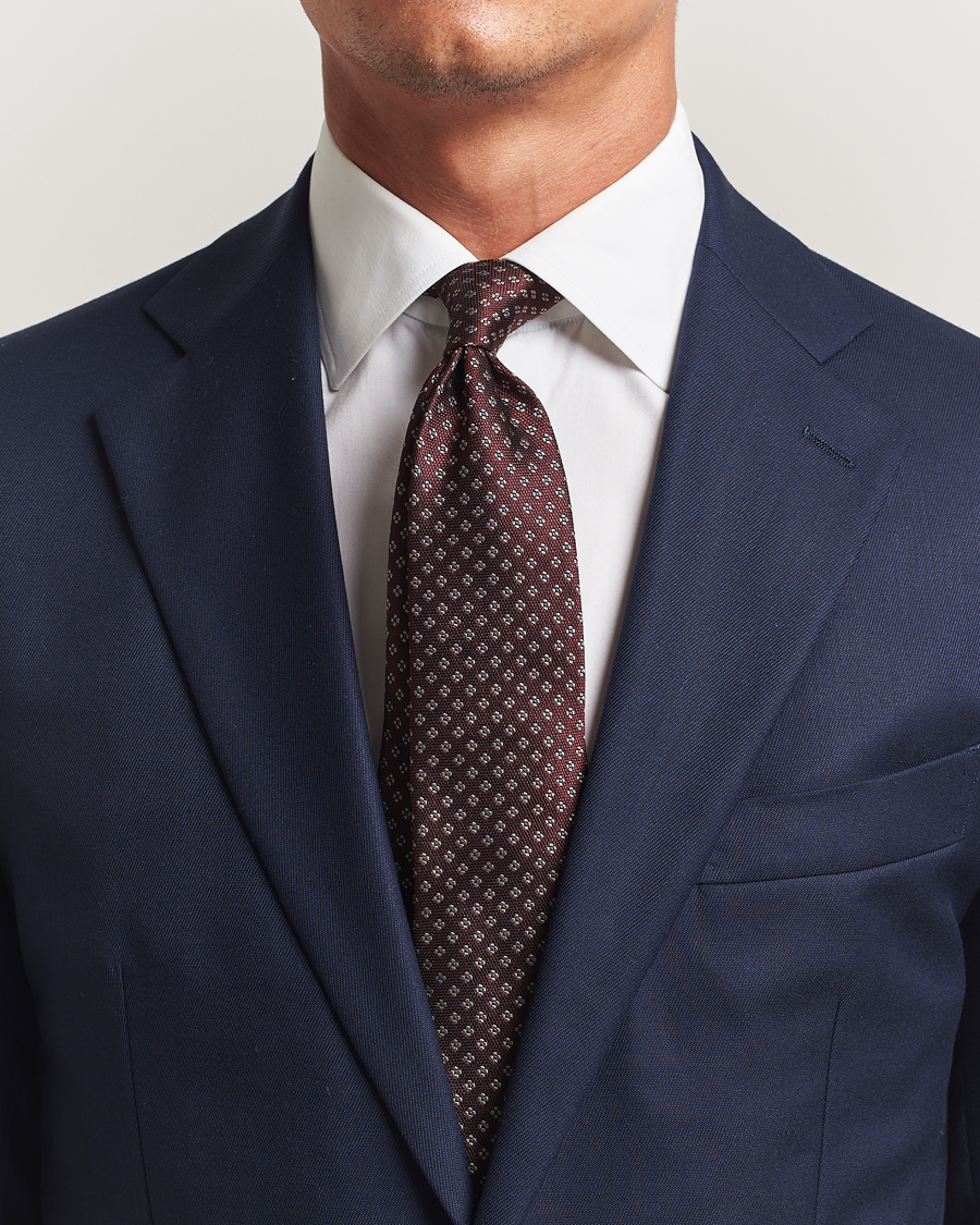 Uomini | Amanda Christensen Silk Flower 8cm Tie Wine | Amanda Christensen | Silk Flower 8cm Tie Wine