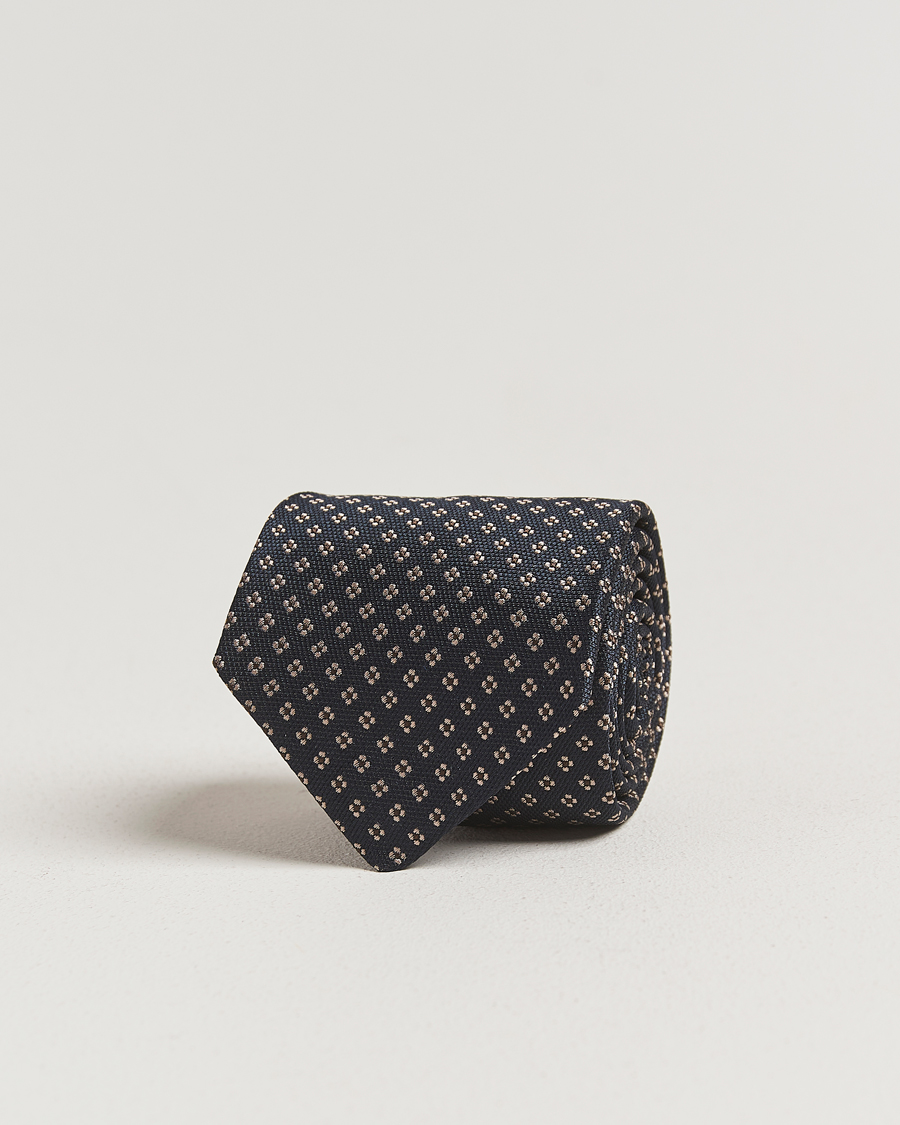 Uomini | Amanda Christensen Silk Flower 8cm Tie Navy | Amanda Christensen | Silk Flower 8cm Tie Navy