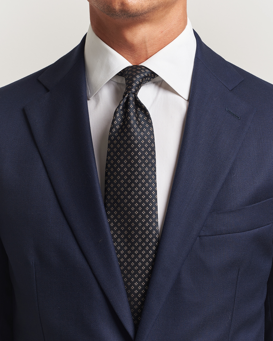 Uomini | Amanda Christensen Silk Flower 8cm Tie Navy | Amanda Christensen | Silk Flower 8cm Tie Navy