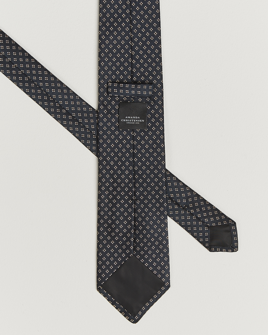 Uomini | Amanda Christensen Silk Flower 8cm Tie Navy | Amanda Christensen | Silk Flower 8cm Tie Navy